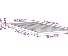 Lova Lovos rėmas Balta 80 x 210 cm Kietos pušies mediena