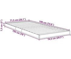 Lova Grindų lovos rėmas Betono pilka 75 x 190 cm Apdirbta mediena