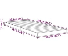 Lova Grindų lovos rėmas Betono pilka 86,5 x 200 cm Apdirbta mediena