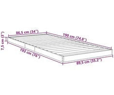 Lova Grindų lovos rėmas Pilkas Sonoma 86,5 x 190 cm Apdirbta mediena