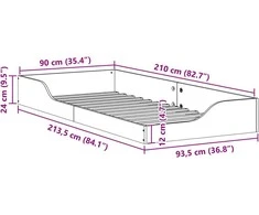 Lova Lovos rėmas Ruda 90 x 210 cm Kietos pušies mediena