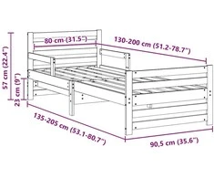 Lova Lovos rėmas su galvūgalio Ruda 80 x 200 cm Apdirbta mediena