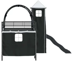 Lova Vaikų Lofto Lovos Rėmas Paprastas Juoda 107 x 200 cm Metalas