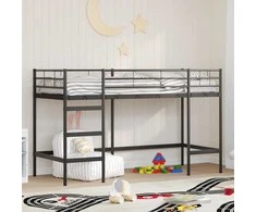 Lova Vaikų Lofto Lovos Rėmas Juoda 90 x 190 cm Plienas