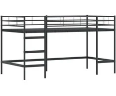 Vaikiška dvigulė lova su užuolaidomis Juoda 90 x 200 cm