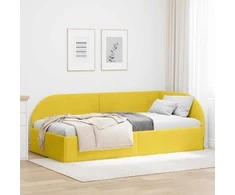 Lova Kampinė lovos konstrukcija Geltona 90 cm x 200 cm Aksomas