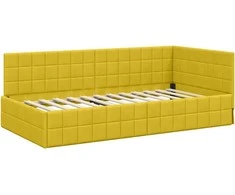 Lova Kampinė lovos konstrukcija Geltona 90 cm x 200 cm Aksomas