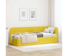Lova Kampinė lovos konstrukcija Geltona 80 x 200 cm Aksomas