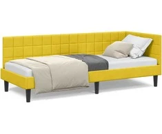 Lova Kampinė lovos konstrukcija Geltona 80 cm x 200 cm Aksomas