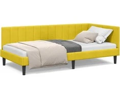 Lova Kampinė lovos konstrukcija Geltona 100 cm x 200 cm Aksomas