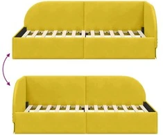 Lova Kampinė lovos konstrukcija Geltona 80 cm x 200 cm Aksomas