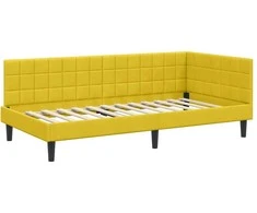 Lova Kampinė lovos konstrukcija Geltona 90 cm x 200 cm Aksomas