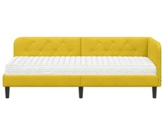 Lova Kampinė lovos konstrukcija Geltona 80 x 200 cm Aksomas