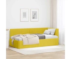 Lova Kampinė lovos konstrukcija Geltona 90 cm x 190 cm Aksomas