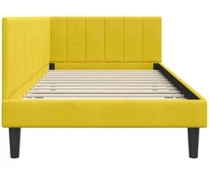 Lova Kampinė lovos konstrukcija Geltona 90 cm x 200 cm Aksomas