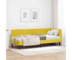 Lova Kampinė lovos konstrukcija Geltona 80 cm x 200 cm Aksomas