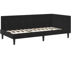 Lova Kampinė lovos konstrukcija Juoda 100 cm x 200 cm Aksomas