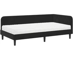 Lova Kampinė lovos konstrukcija Juodas 100 x 200 cm Aksomas