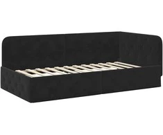 Lova Kampinė lovos konstrukcija Juodas 100 x 200 cm Aksomas