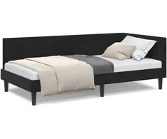 Lova Kampinė lovos konstrukcija Juoda 100 cm x 200 cm Aksomas