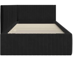 Lova Kampinė lovos konstrukcija Juoda 100 cm x 200 cm Aksomas