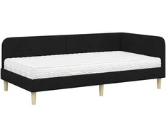 Lova Kampinė lovos konstrukcija Juodas 100 x 200 cm audinys