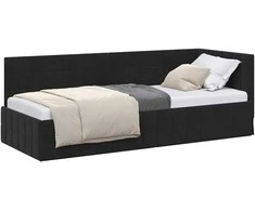 Lova Kampinė lovos konstrukcija Juoda 80 cm x 200 cm Aksomas