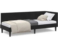 Lova Kampinė lovos konstrukcija Juoda 80 cm x 200 cm Aksomas