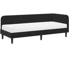 Lova Kampinė lovos konstrukcija Juodas 80 x 200 cm Aksomas