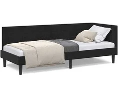 Lova Kampinė lovos konstrukcija Juoda 80 cm x 200 cm Aksomas