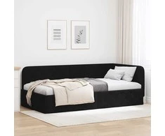 Lova Kampinė lovos konstrukcija Juodas 90 x 200 cm audinys