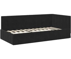 Lova Kampinė lovos konstrukcija Juoda 90 cm x 190 cm Aksomas