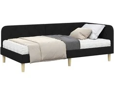 Lova Kampinė lovos konstrukcija Juodas 90 x 200 cm audinys