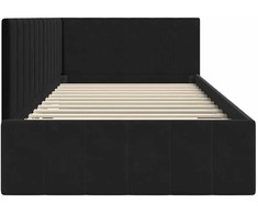 Lova Kampinė lovos konstrukcija Juoda 90 cm x 190 cm Aksomas