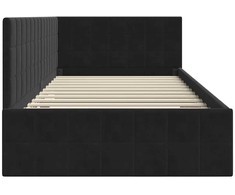 Lova Kampinė lovos konstrukcija Juoda 90 cm x 190 cm Aksomas