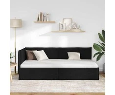 Lova Kampinė lovos konstrukcija Juodas 90 x 200 cm audinys
