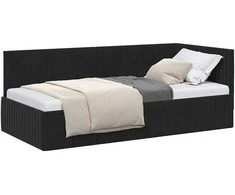 Lova Kampinė lovos konstrukcija Juoda 90 cm x 200 cm Aksomas