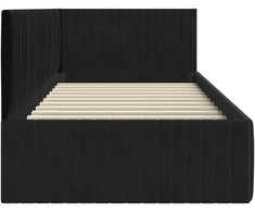 Lova Kampinė lovos konstrukcija Juoda 90 cm x 190 cm Aksomas