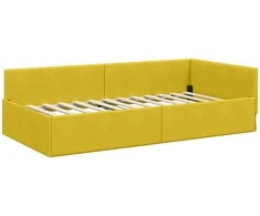 Lova Kampinė lovos konstrukcija Geltona 90 cm x 190 cm Aksomas