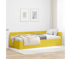 Lova Kampinė lovos konstrukcija Geltona 90 x 200 cm Aksomas