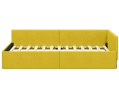 Lova Kampinė lovos konstrukcija Geltona 100 cm x 200 cm Aksomas