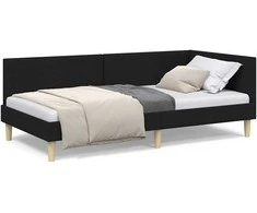 Lova Kampinė lovos konstrukcija su galvūgalio Juodas 100 cm x 200 cm