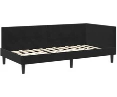 Lova Kampinė lovos konstrukcija Juoda 100 cm x 200 cm Aksomas