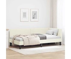 Lova Kampinė lovos konstrukcija Kreminė 100 cm x 200 cm Aksomas