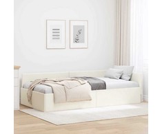 Lova Kampinė lovos konstrukcija su galvūgalio Kreminė 90 cm x 200 cm