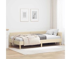 Lova Kampinė lovos konstrukcija Kreminė 100 x 200 cm audinys