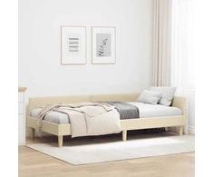 Lova Kampinė lovos konstrukcija Kreminė 80 x 200 cm audinys