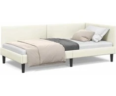 Lova Kampinė lovos konstrukcija Kreminė 90 cm x 190 cm Aksomas