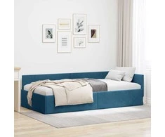 Lova Kampinė lovos konstrukcija Mėlyna 100 cm x 200 cm Aksomas