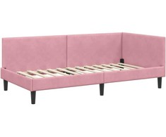 Lova Kampinė lovos konstrukcija Rožinė 80 cm x 200 cm Aksomas